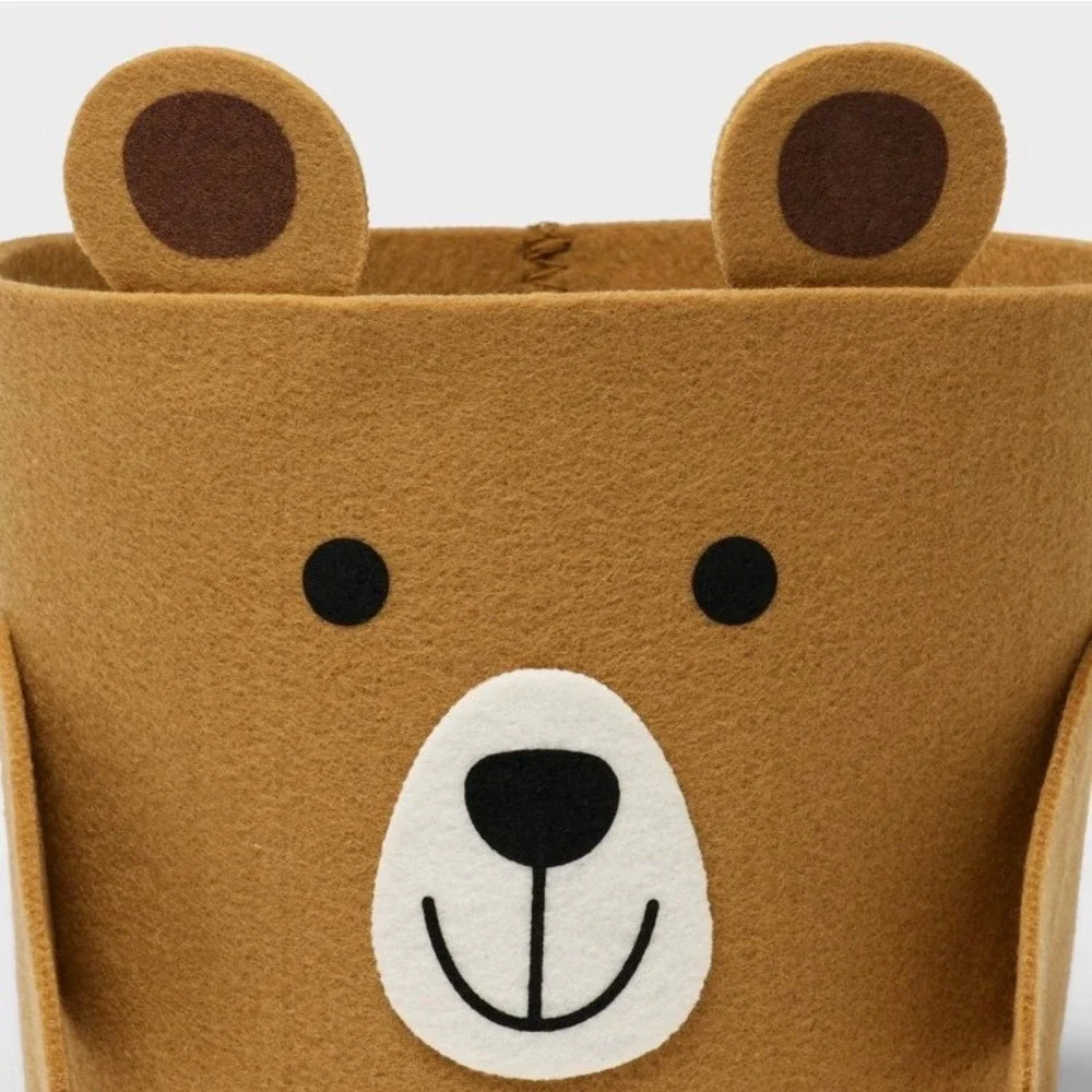 Spritz Easter Felt Bear Basket Brown Round Plush Egg Hunt Pail‎ with Handle NEW